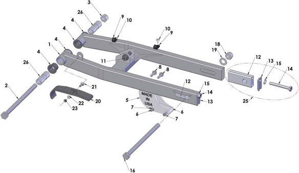 2012 Cobra 50SR (King) Parts – Swingarm Assembly