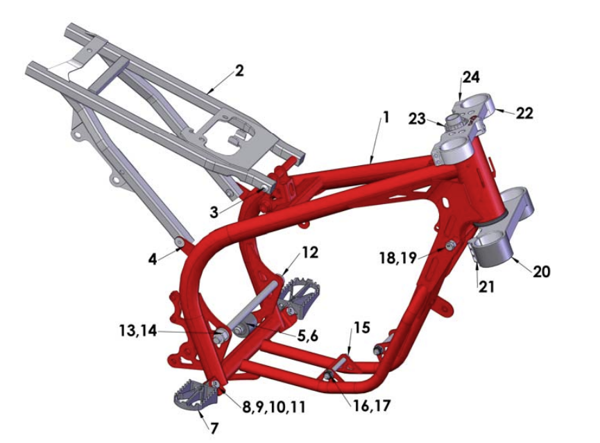 2012 Cobra CX65 Parts – Frame & Triple Clamps