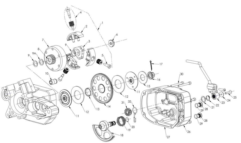 2013 Cobra 50SR (King) Parts – Engine Clutch and Kick Lever