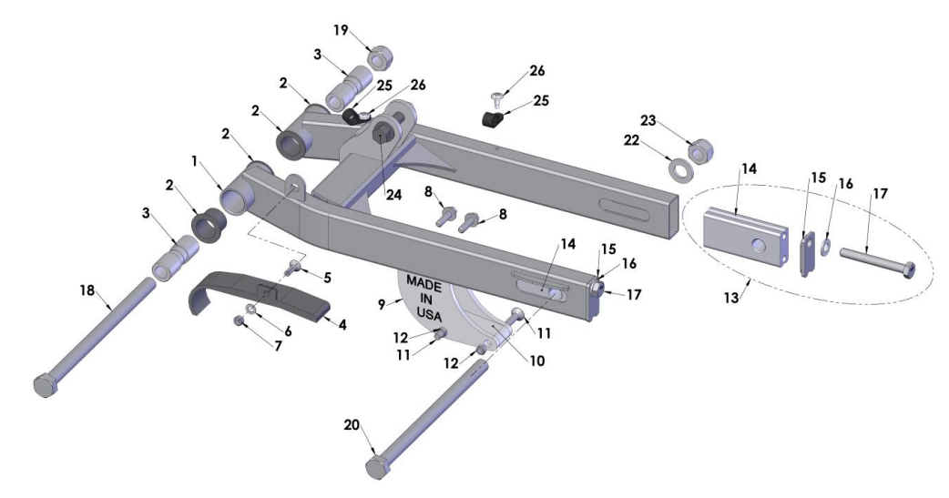 2014 Cobra 50JR Parts – Swingarm Assembly