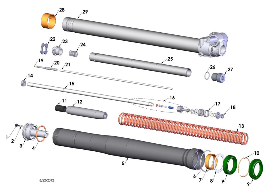 2014 Cobra CX65 Parts – Fork – Leg Assembly – Non-Brake Side