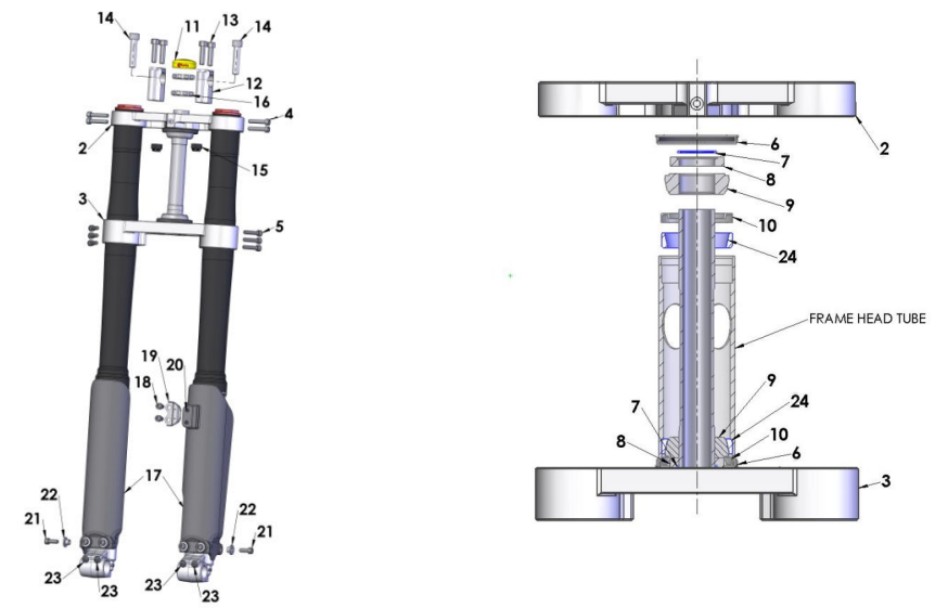 2015 Cobra CX65 Parts – Forks & Triple Clamps