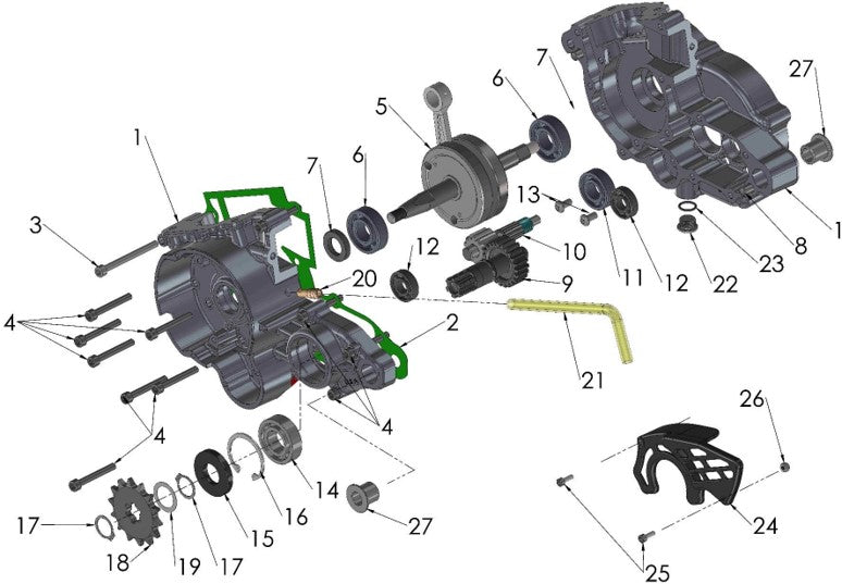 2016 Cobra 50FWE Parts – Engine – Bottom End and Transmission