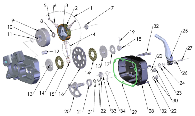 2016 Cobra 50JR Parts – Engine Clutch and Kick Lever