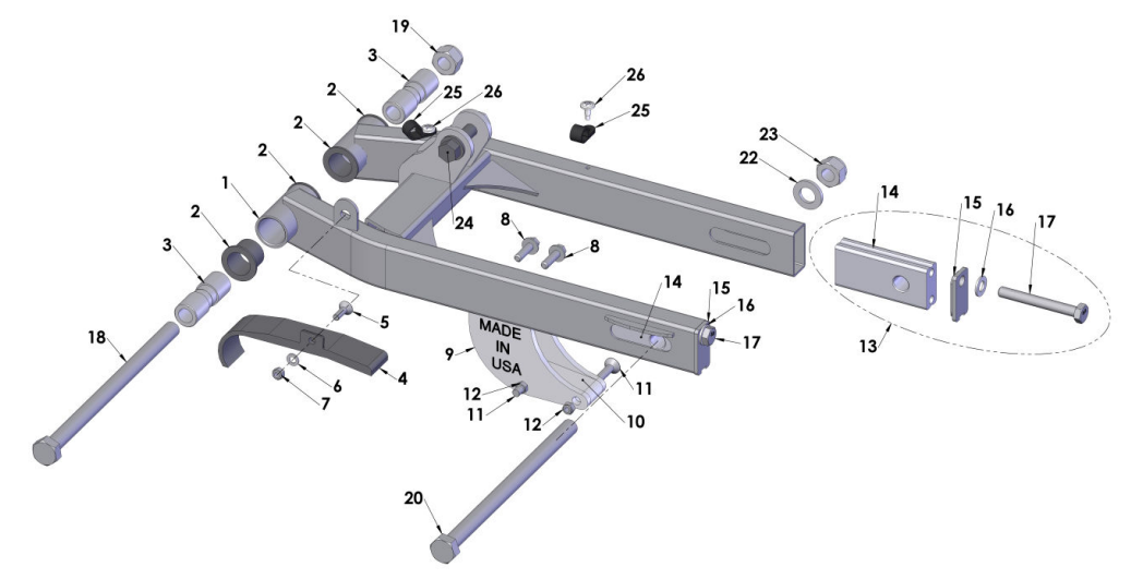 2016 Cobra 50JR Parts – Swingarm Assembly