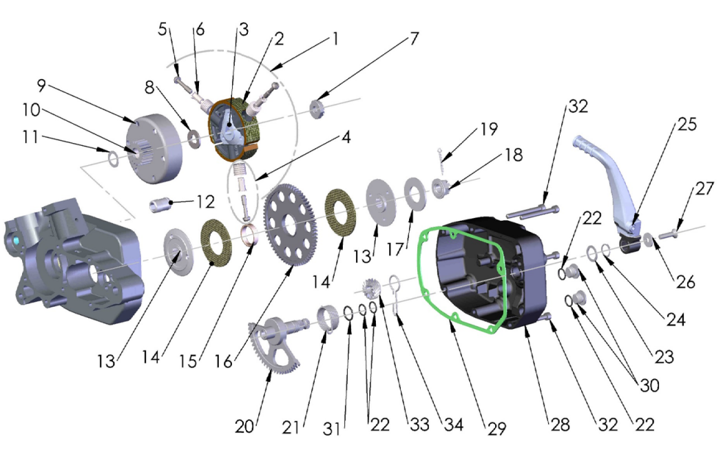 2016 Cobra 50P3 Parts – Engine Clutch and Kick Lever