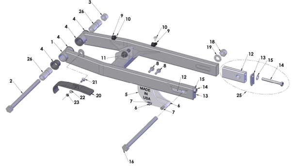 2016 Cobra 50SR (King) Parts – Swingarm Assembly