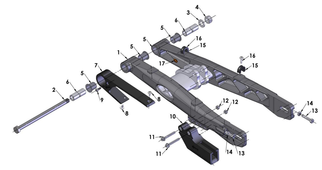 2016 Cobra CX65 Parts – Swingarm Assembly