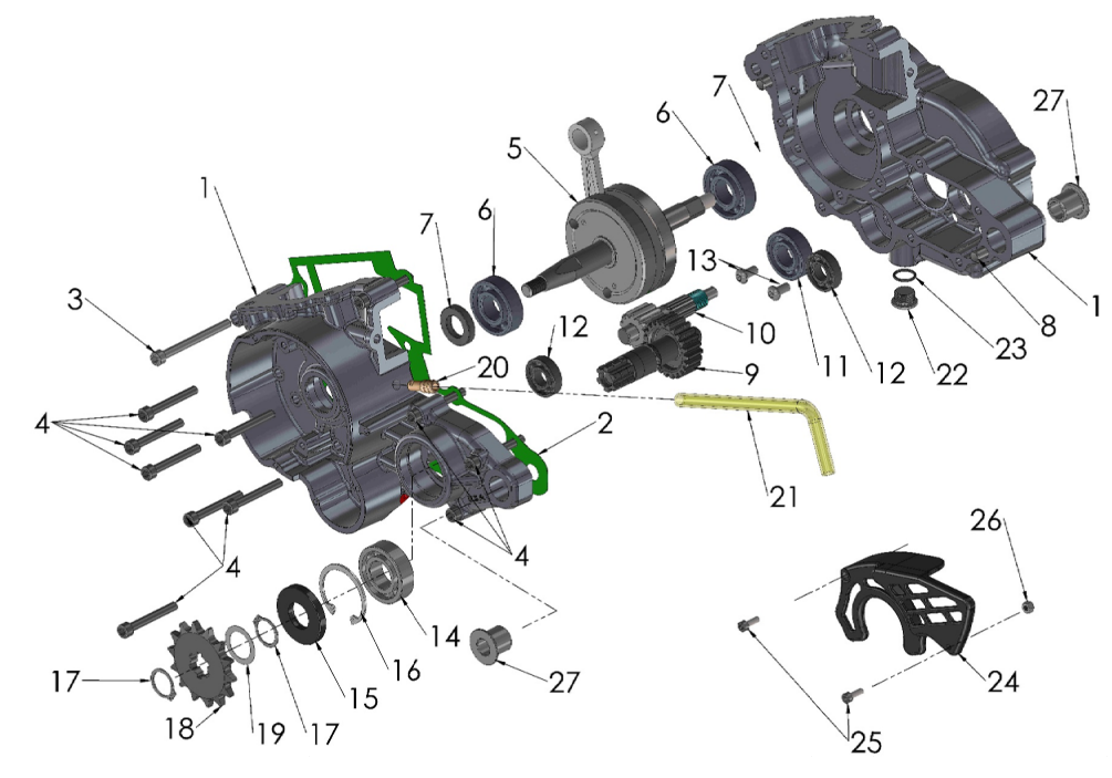 2017 Cobra 50FWE Parts – Engine – Bottom End and
Transmission