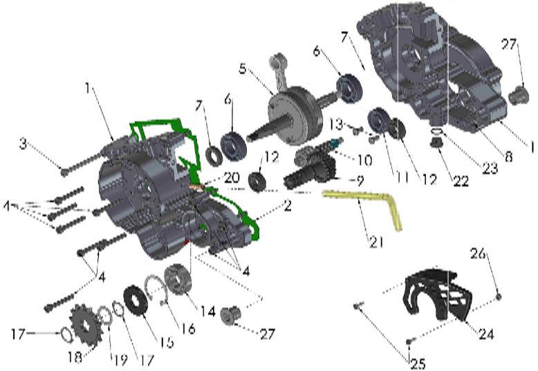 2017 Cobra 50P3 Parts – Engine – Bottom End and Transmission