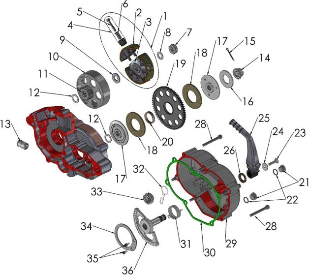 2017 Cobra 50P3 Parts – Engine Clutch and Kick Lever