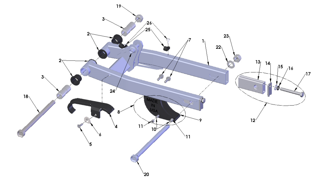 2017 Cobra 50P3 Parts – Swingarm Assembly