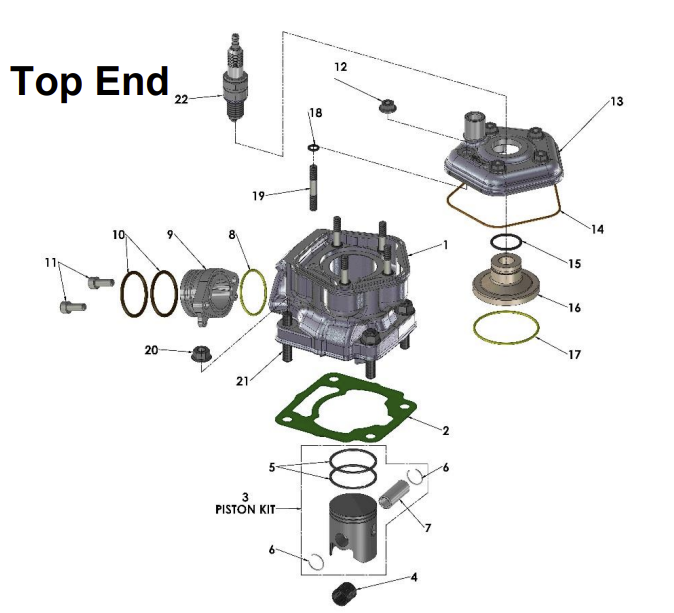 2017 Cobra 50SR (King) Parts – Engine – Top End