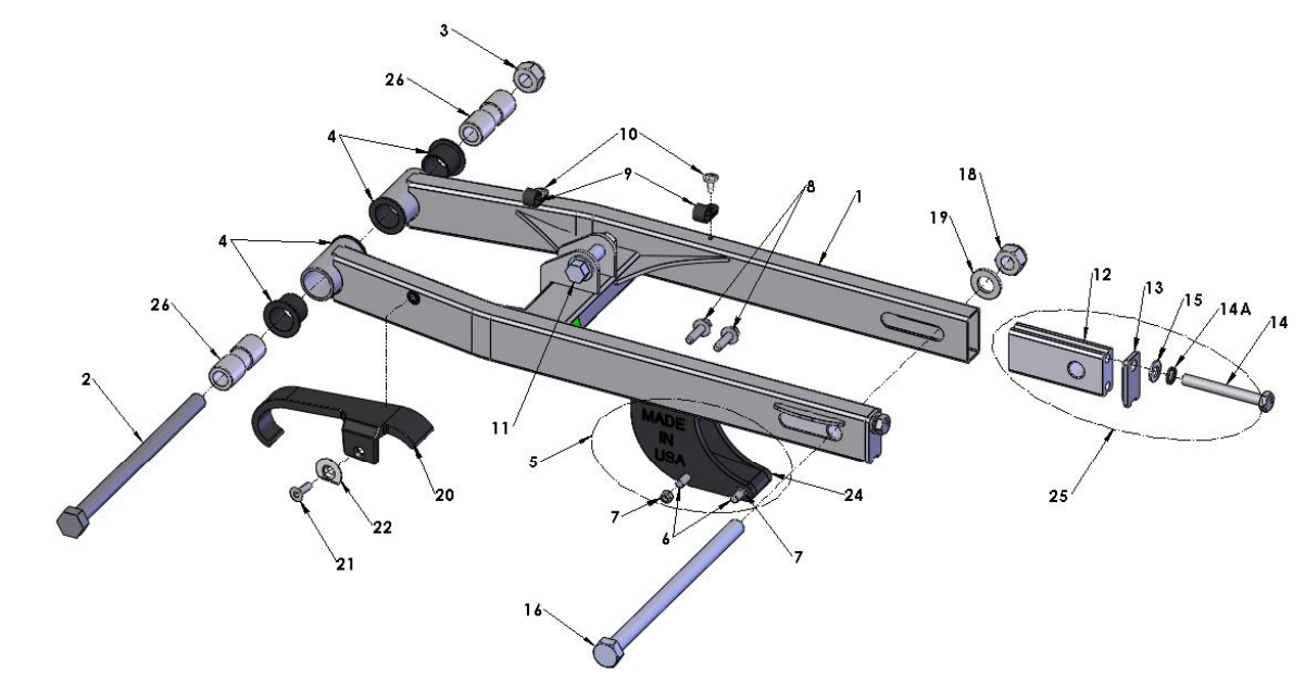 2017 Cobra 50SR (King) Parts – Swingarm Assembly