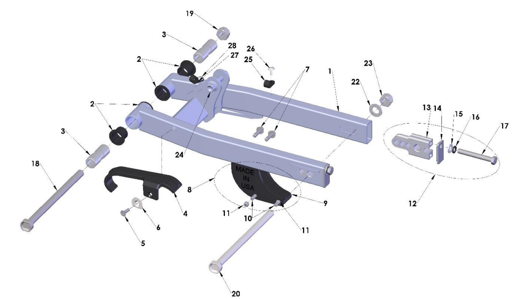 2018 Cobra 50JR Parts - Swingarm Assembly