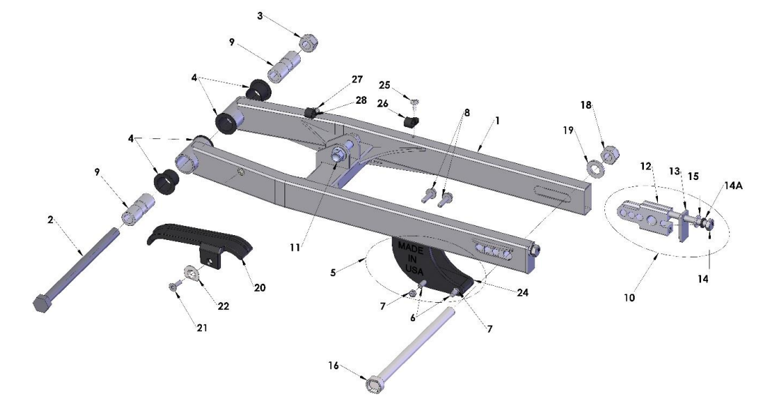 2018 Cobra 50SR (King) Parts - Swingarm Assembly