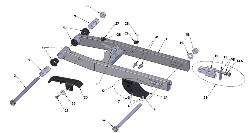 2019 Cobra 50SR (King) Parts - Swingarm Assembly