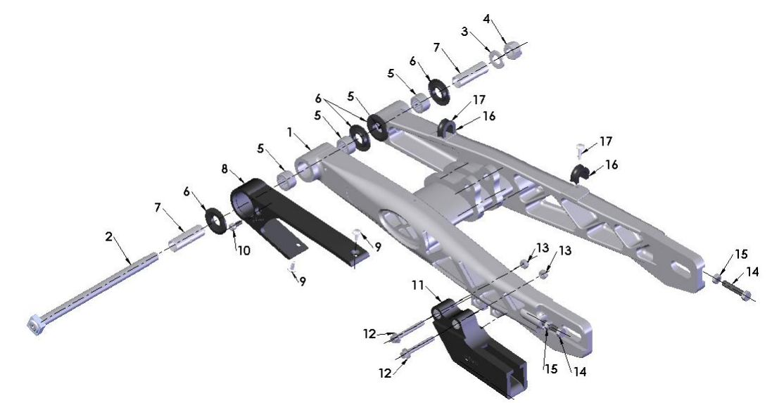 2019 Cobra CX65 Parts - Swingarm Assembly