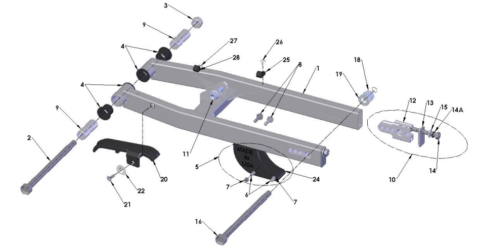 2020-CX50-King Parts- Swingarm Assembly