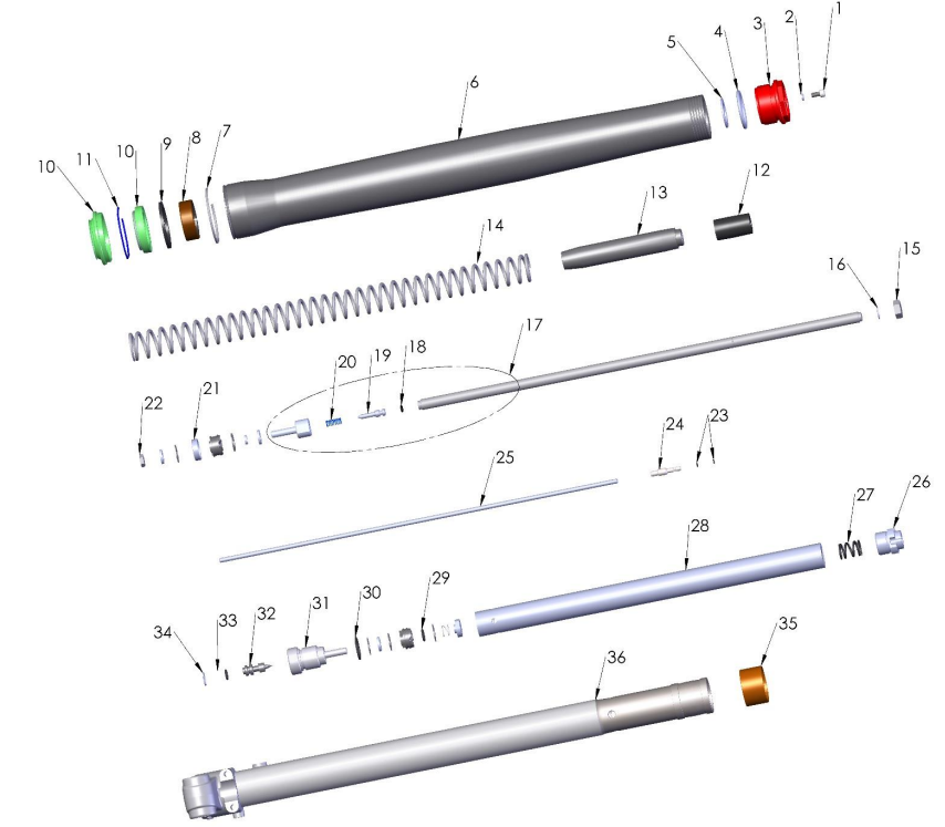 2020-CX50JR Parts- Forks- Leg Assembly- Brake Side