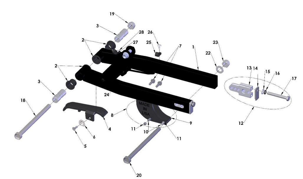 2020-CX50JR Parts- Swingarm Assembly