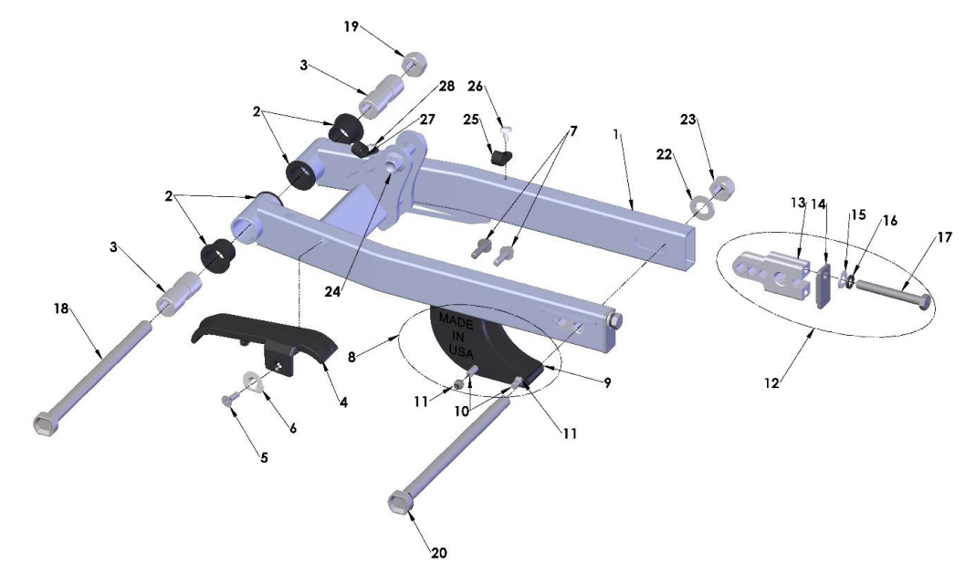 2020-CX50P3 Parts- Swingarm Assembly