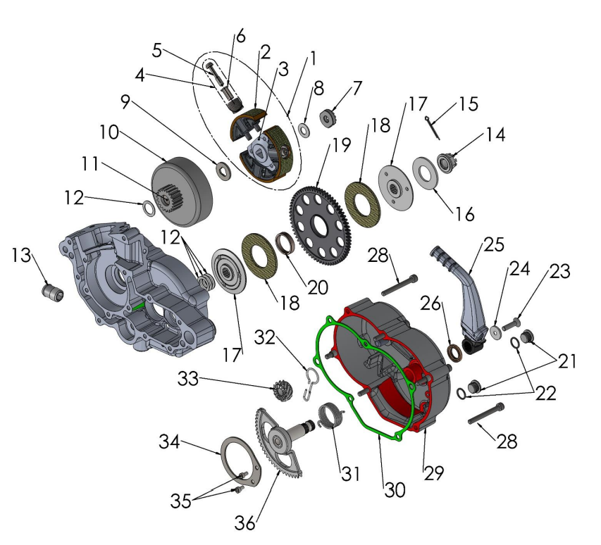 2021-CX50JR Parts- Engine Clutch and Kick Lever