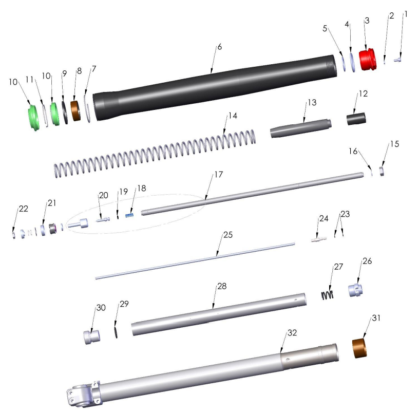 2021-CX50JR Parts- Forks- Leg Assembly- Non-Brake Side