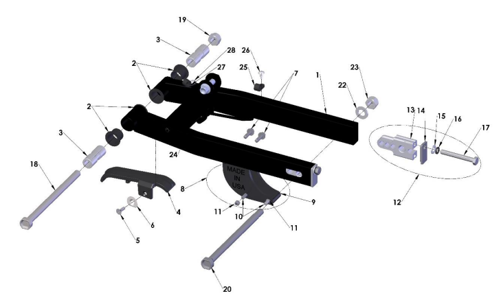 2021-CX50JR Parts- Swingarm Assembly