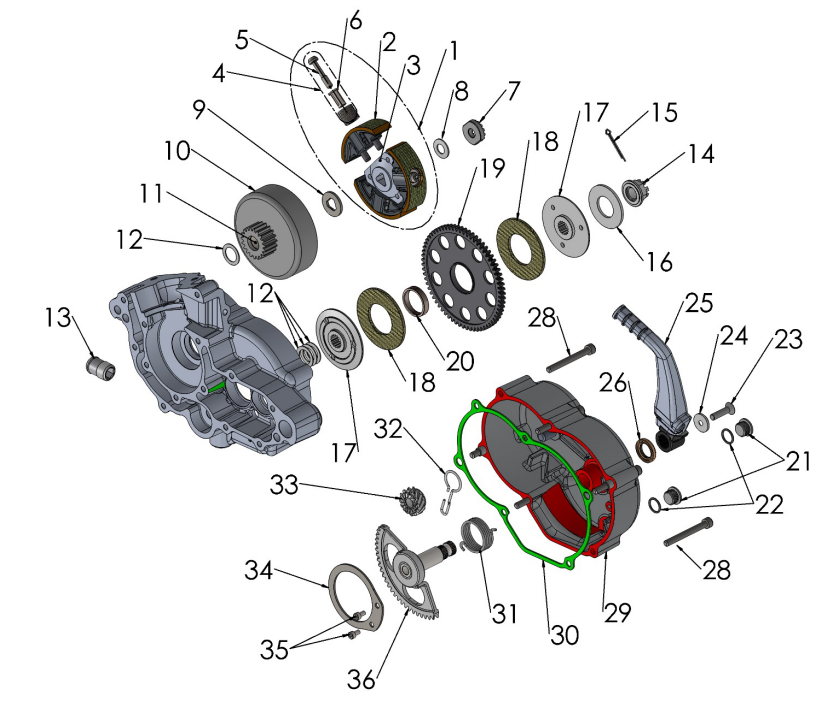 2021-CX50P3 Parts- Engine Clutch and Kick Lever