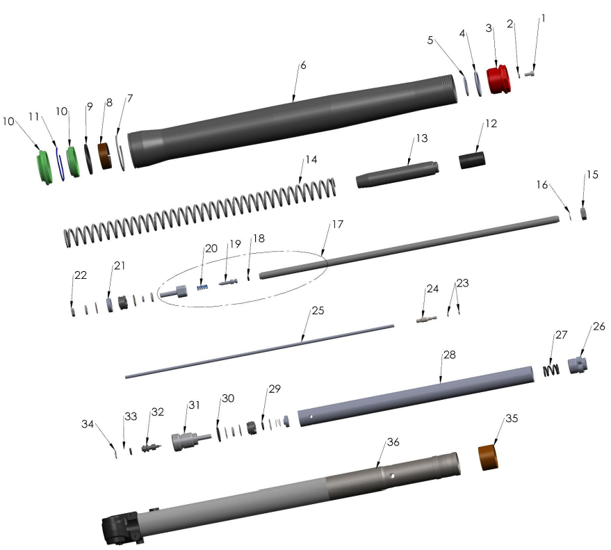 2021-CX50SRx-FWE Parts- Forks- Leg Assembly- Brake Side