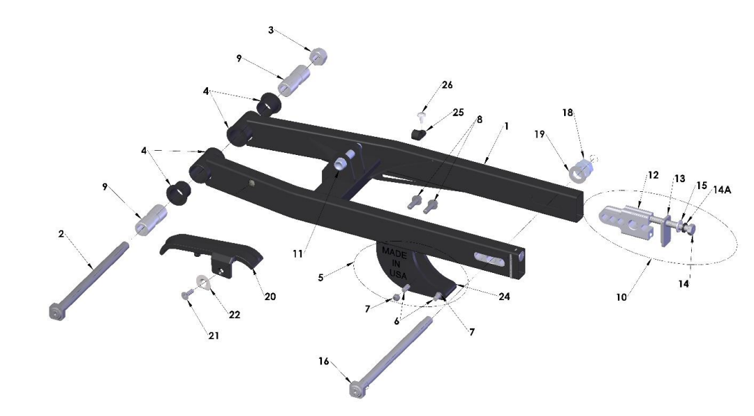 2021-CX50SRx-FWE Parts- Swingarm Assembly