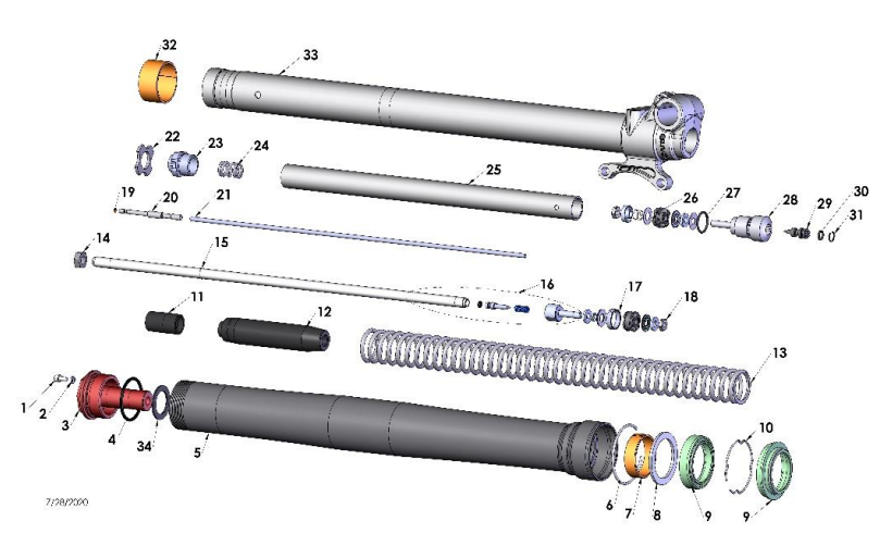 2021-CX65 Parts- Fork- Leg Assembly- Brake Side