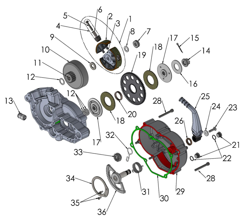 2022-CX50JR Parts- Engine Clutch and Kick Lever