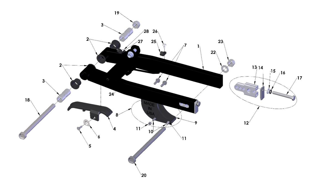 2022-CX50JR Parts- Swingarm Assembly