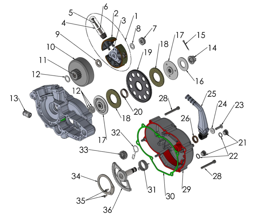 2022-CX50P3 Parts- Engine Clutch and Kick Lever