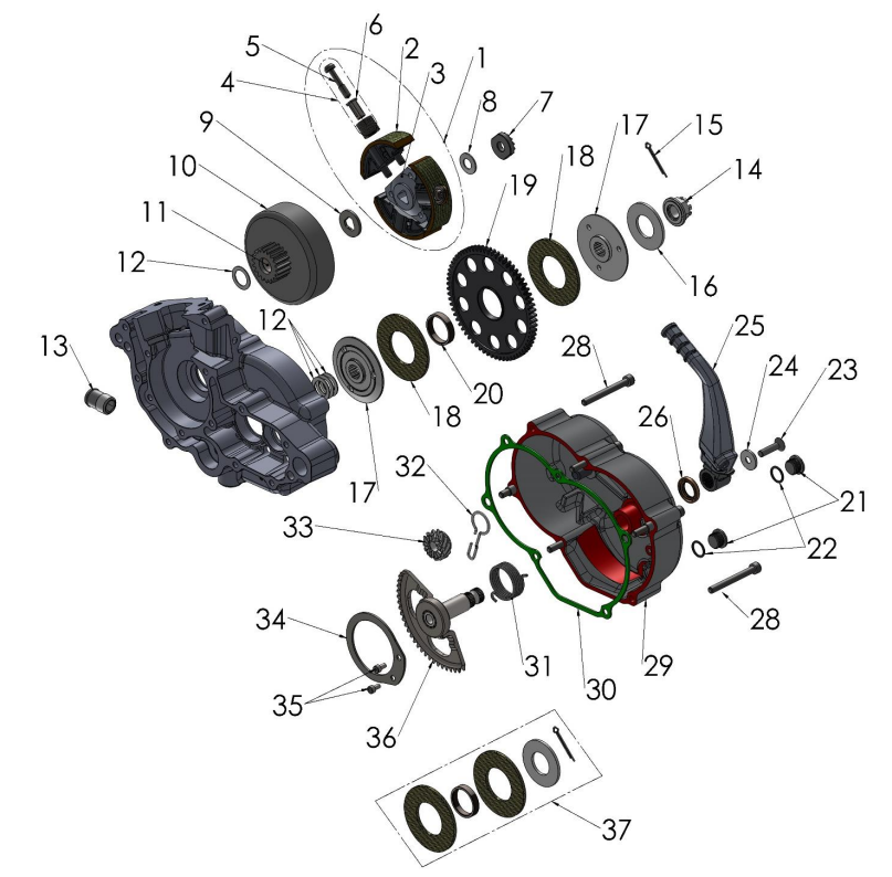 2022-CX50SRx-FWE Parts- Engine Clutch and Kick Lever