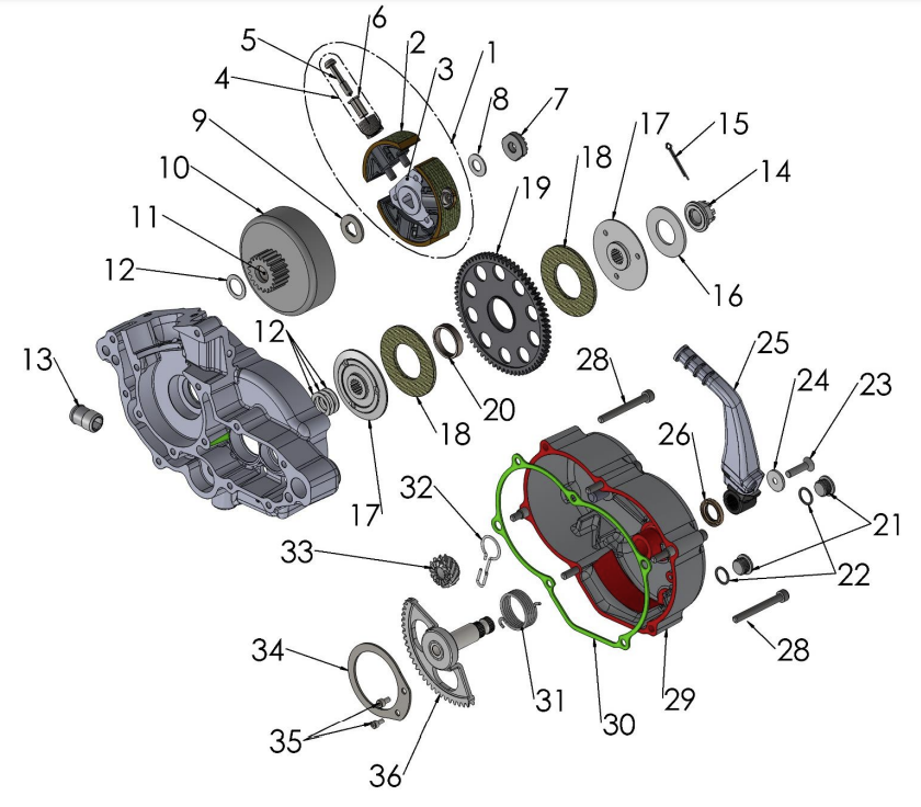 2023 CX50JR Parts- Engine Clutch and Kick Lever