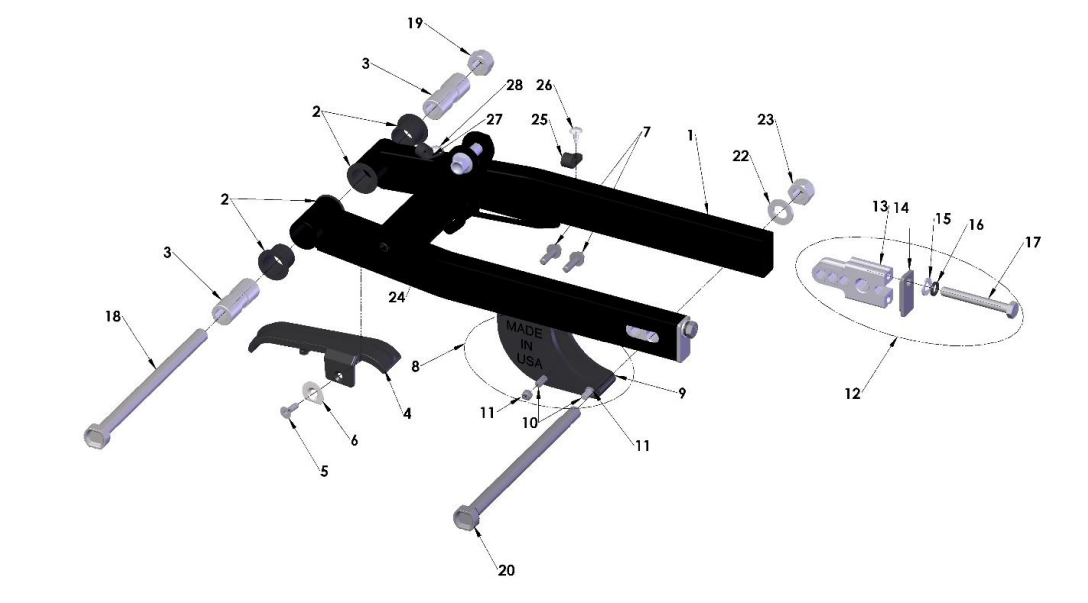 2023 CX50JR Parts- Swingarm Assembly