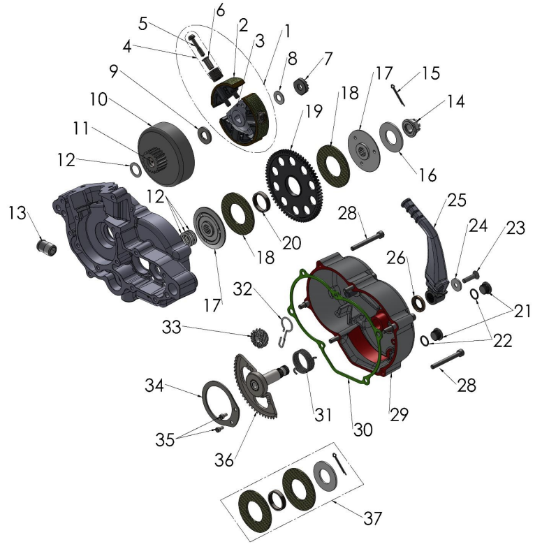 2023 CX50SRx FWE Parts- Engine Clutch and Kick Lever