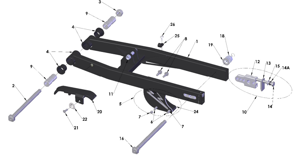 2023 CX5E Parts- Swingarm Assembly