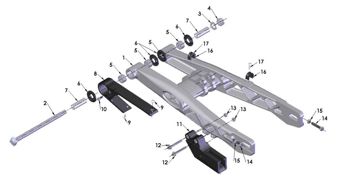 2023 CX65 Parts- Swingarm Assembly