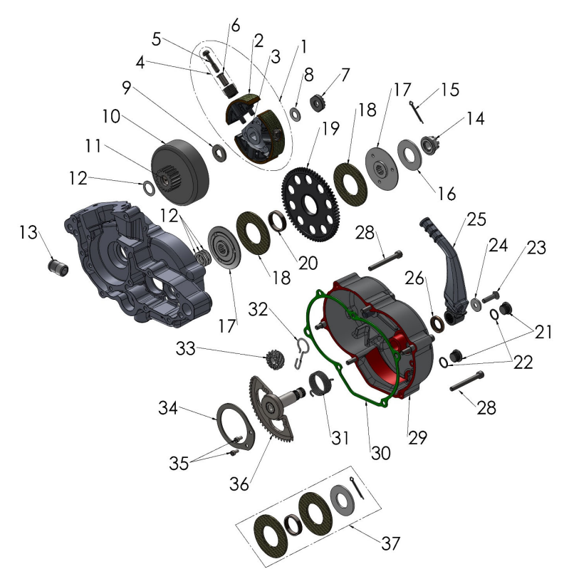 2024 CX50FWE Parts – Engine Clutch and Kick Lever