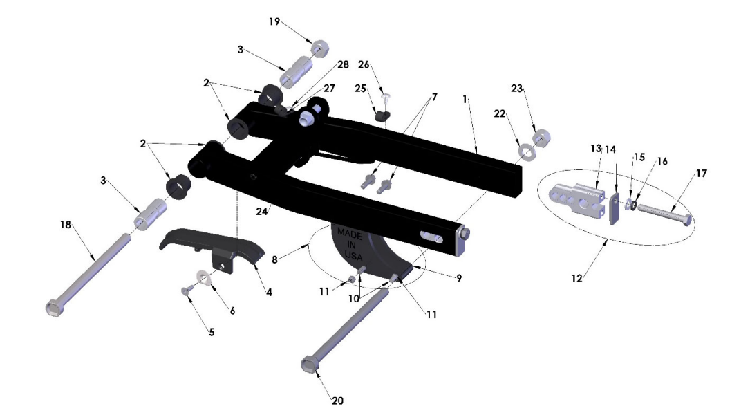 2024 CX50JR Parts – Swingarm Assembly