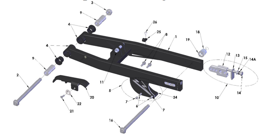 2024 CX5E Parts – Swingarm Assembly