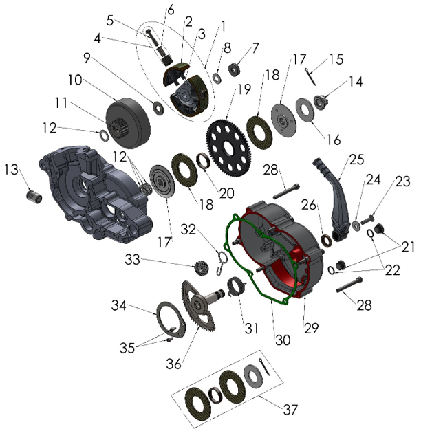 2025 CX50FWE Parts – Engine Clutch and Kick Lever