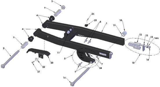 2025 CX50SR Parts – Swingarm Assembly