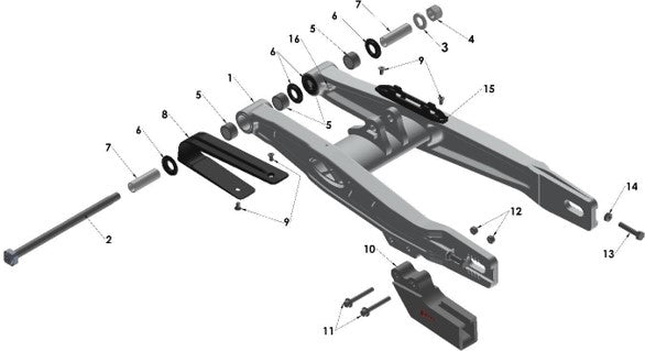 2025 CX65 Parts – Swingarm Assembly