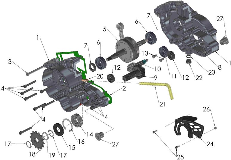 2018 Cobra 50P3 Parts – Engine – Bottom End and Transmission