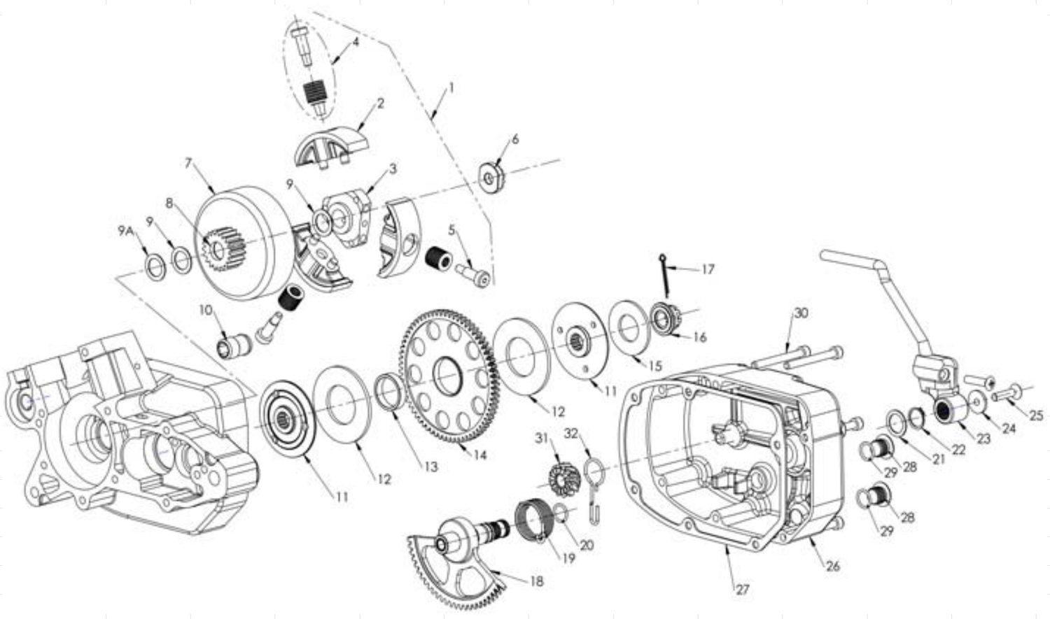 Cobra 50SR (King) 2012 Parts – Engine Clutch and Kick Lever